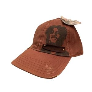 Bob Marley Hat Brown Distressed Buckleback Rasta Streetwear Jamaica